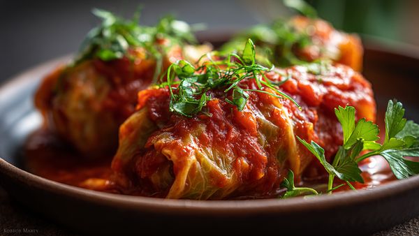 Traditional Cabbage Rolls in Tomato Sauce