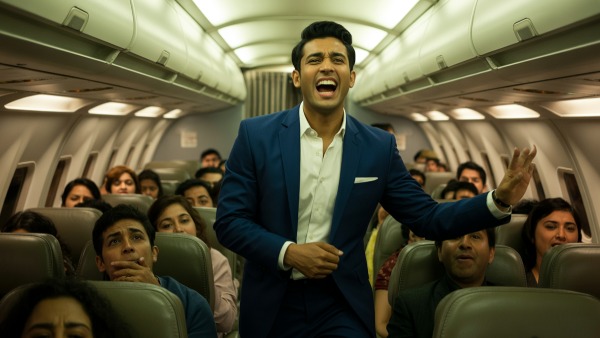 Man Performs on Flight