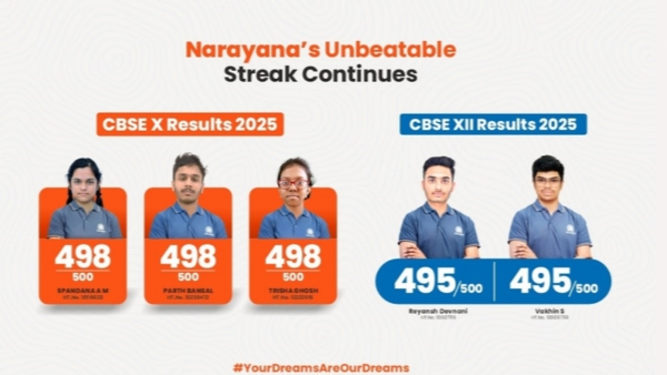 Narayana students excel in CBSE 2025 achieving top scores