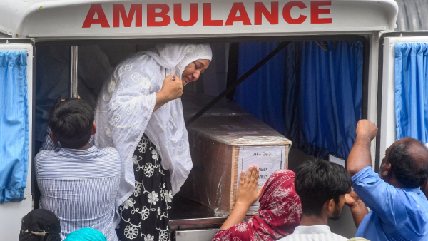 Family members and relatives gather as the bodies of Javed Ali Syed his wife Mariam and their two children four-year-old Zayn and six-year-old Amani arrive in Malad days after the Ahmedabad plane crash in Mumbai Wednesday June 18 2025 Family members and relatives gather as the bodies of Javed Ali Syed his wife Mariam and their two children four-year-old Zayn and six-year-old Amani arrive in Malad days after the Ahmedabad plane crash in Mumbai Wednesday June 18 2025