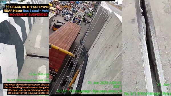 Crack Detected on Hosur-Bengaluru Flyover Traffic Suspended After Structural Scare Crack Detected on Hosur-Bengaluru Flyover Traffic Suspended After Structural Scare