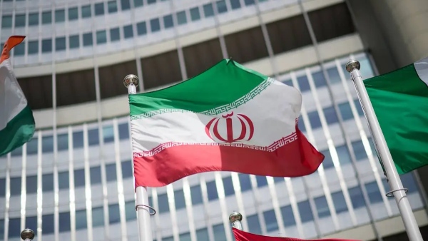 Iran flag in front of IAEA head quarter