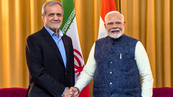 Prime Minister Narendra Modi and Iranian President Masoud Pezeshkian