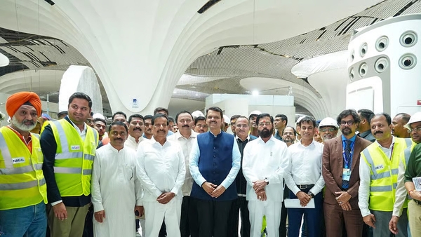 Fadnavis and Adani Inspect Navi Mumbai Airport