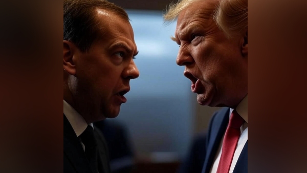 Former Russian President Dmitry Medvedev and US President Donald Trump