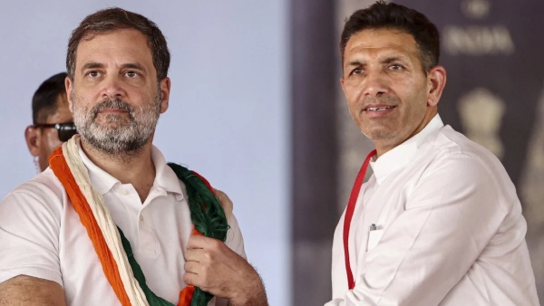 Congress MP Rahul Gandhi and Madhya Pradesh Congress Chief Jitu Patwari