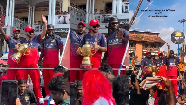 RCB Victory Parade Lights Up Udupi During Vitla Pindi with Virat Kohli Gayle Lookalike