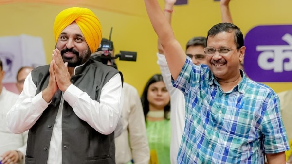 Punjab Chief Minister Bhagwant Mann and Aam Aadmi Party AAP National Convenor Arvind Kejriwal Punjab Chief Minister Bhagwant Mann and Aam Aadmi Party AAP National Convenor Arvind Kejriwal