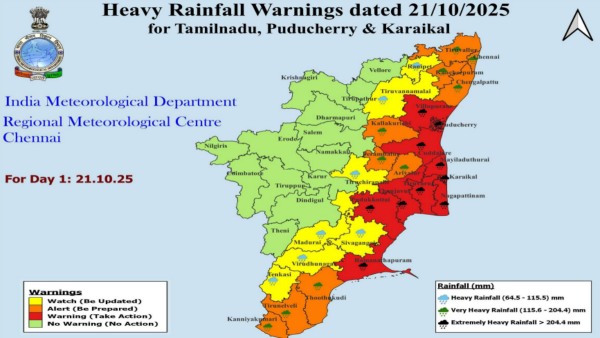 Tamil Nadu Weather Heavy Rains in 25 Districts 8 on Red Alert Threatens To Dampen Diwali Sparkle Tamil Nadu Weather Heavy Rains in 25 Districts 8 on Red Alert Threatens To Dampen Diwali Sparkle