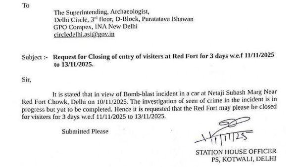 Red Fort Closed Till Nov 13