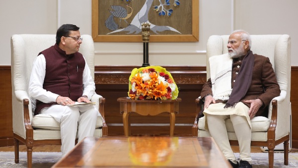 Uttarakhand Chief Minister Pushkar Singh Dhami and Prime Minister Narendra Modi