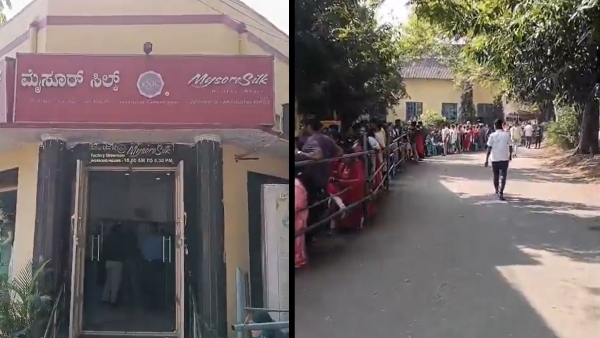 Mysore Silk Saree Rush in Bengaluru Mirrors iPhone Launch as Shoppers Queue From 4 AM