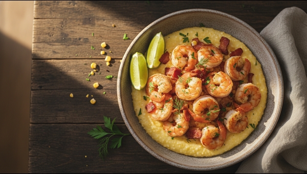 Shrimp and Cheese Grits Breakfast