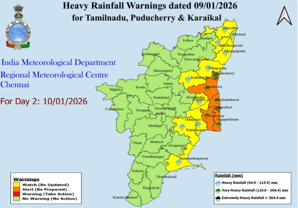 Tamil Nadu Weather RMC Issues Yellow Alert To Chennai Coastal Districts To Get Heavy Rains Before Pongal Tamil Nadu Weather RMC Issues Yellow Alert To Chennai Coastal Districts To Get Heavy Rains Before Pongal