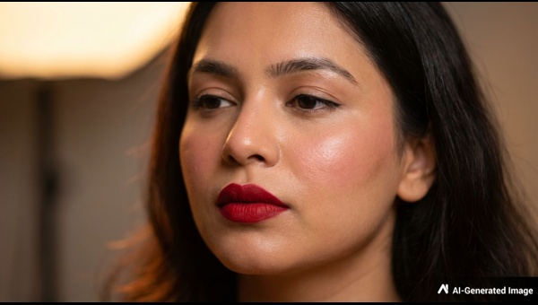 Red lips and rosy glow that last