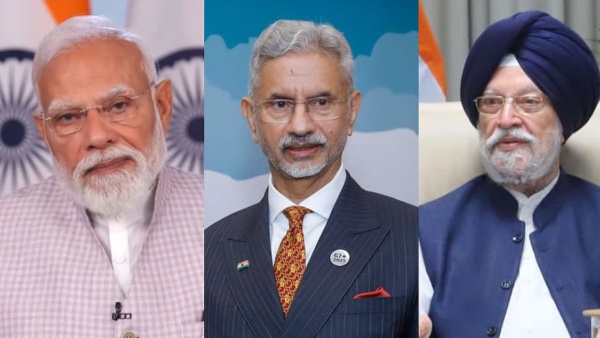 PM Narendra Modi EAM S Jaishankar And Petroleum Minister Hardeep Puri