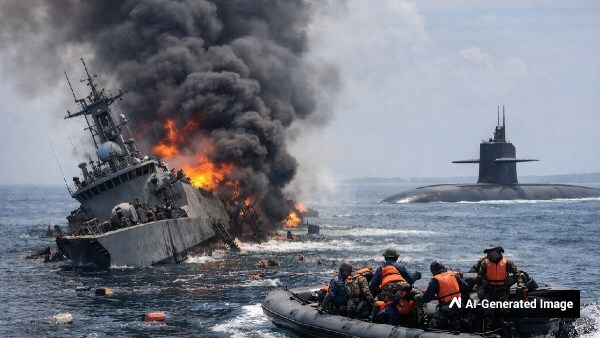 US Navy Submarine Sank Iranian warship in the Indian Ocean AI Image