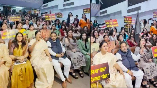 Delhi CM Rekha Gupta wears black band to protest