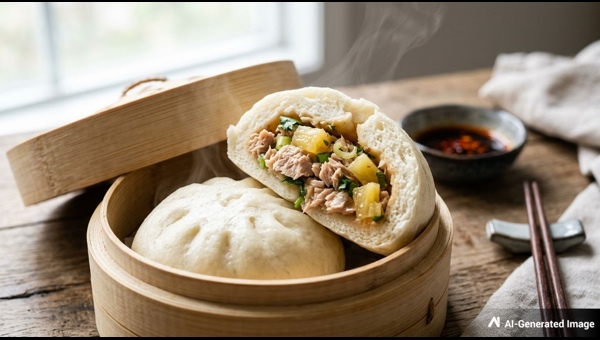 Steamed Tuna Bao Buns American-Asian Dumplings Steamed Tuna Bao Buns American-Asian Dumplings