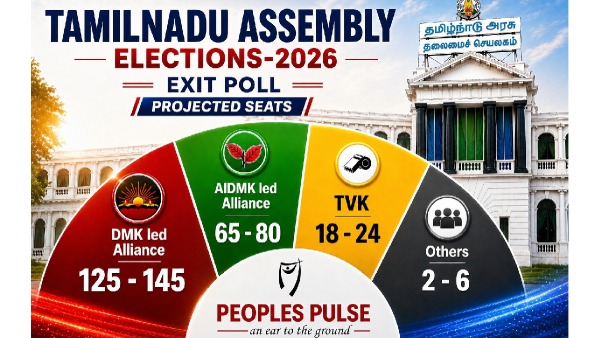 Exit Polls 2026 Prediction Live Updates: Tamil Nadu People’s Pulse Exit Poll Gives DMK+ 125-145 Seats, AIADMK+ 65-80