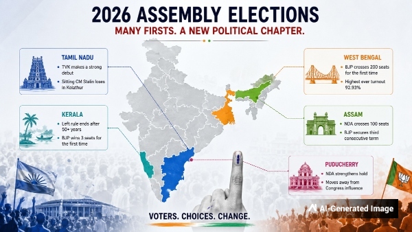 Many Firsts In 2026 Assembly Elections From TVK Rise To BJP Gains Across States