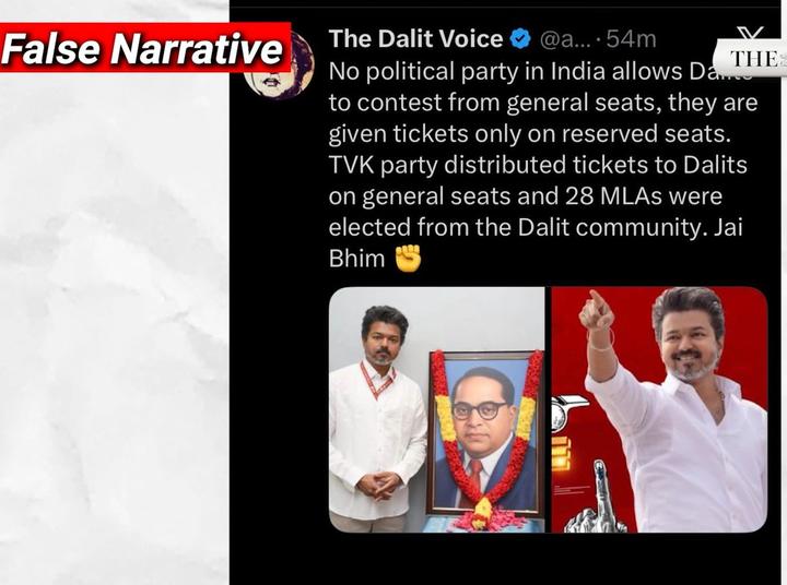 Viral post claiming 28 Dalit MLAs from TVK