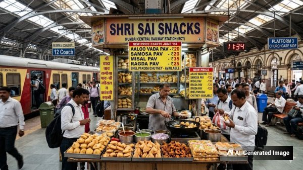 Mumbai Commuters Vada Pav Samosa amp amp Other Food Items Costlier at Railway Stations - Full Menu With Prices Mumbai Commuters Vada Pav Samosa amp amp Other Food Items Costlier at Railway Stations - Full Menu With Prices