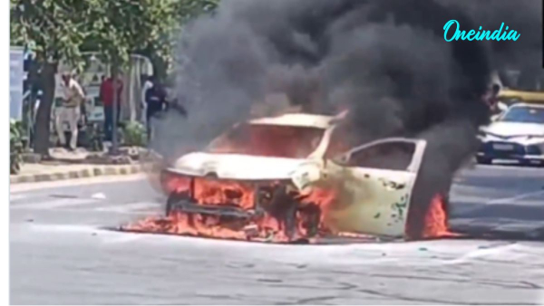 Moving Car Bursts Into Flames