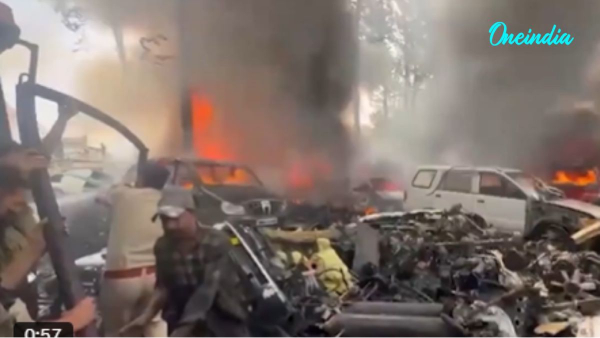 Fire Erupts At Scrap Factory