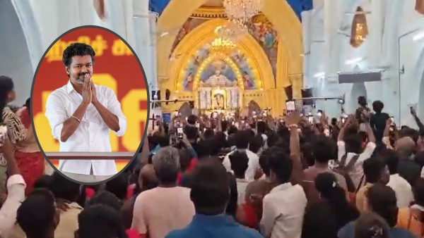 Vijay Visits Velankanni church Ahead of Counting Fans Go Crazy - Watch