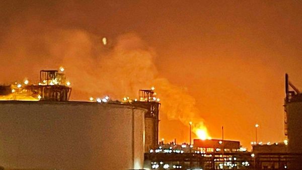 Smoke rises from Qatar s Barzan gas facility after blast Smoke rises from Qatar s Barzan gas facility after blast