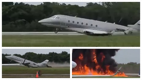 Private Jet Crashes In Flames As 2 Crew Die - Caught On Camera Private Jet Crashes In Flames As 2 Crew Die - Caught On Camera