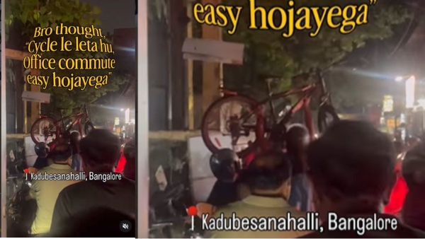 Bengaluru Man Carries Bicycle