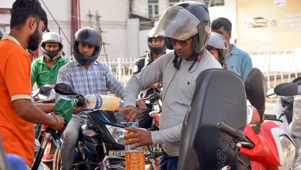 Indian fuel pump display showing petrol and diesel prices