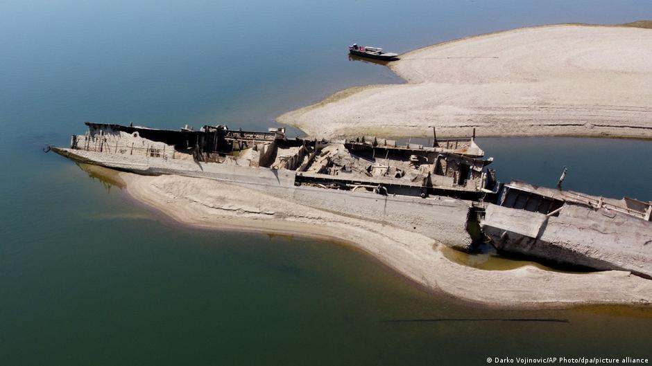 In Prahovo eastern Serbia the Danube s low water level has revealed the remains of a German WW II warship In Prahovo eastern Serbia the Danube s low water level has revealed the remains of a German WW II warship