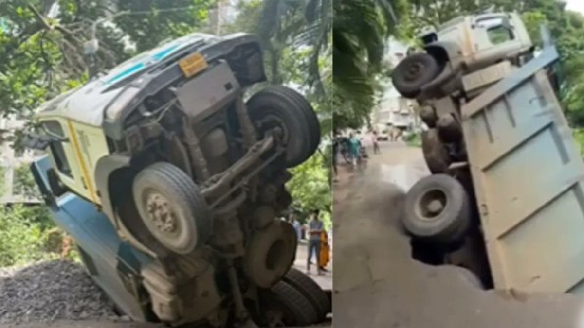 Dumper Came To Fill Nashik Potholes, Fell Into One Itself; Road Quality Under Scanner