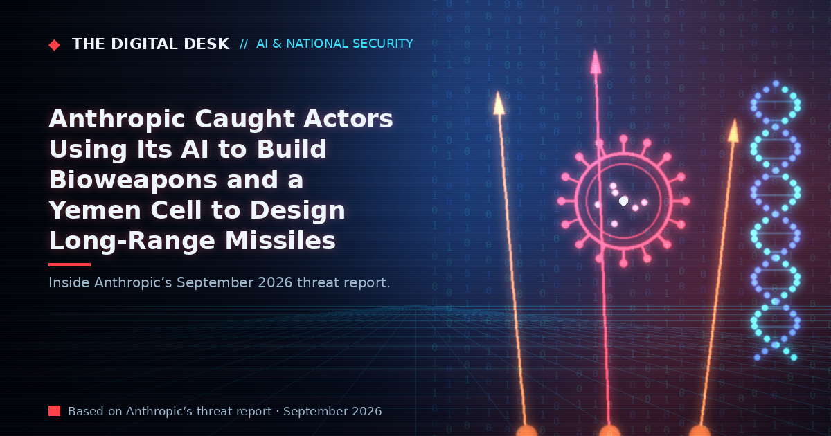 Anthropic caught actors using its AI to build bioweapons and a Yemen cell to design long-range missiles