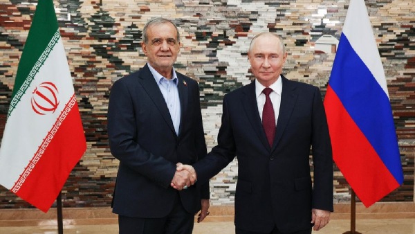 Iran President Masoud Pezeshkian and Russian President Vladimir Putin Iran President Masoud Pezeshkian and Russian President Vladimir Putin
