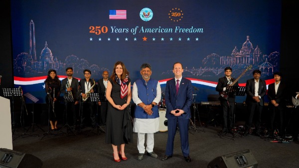 United States Ambassador Sergio Gor with dignitaries at the U S Mission s National Day celebration in Bengaluru on September 6 2026