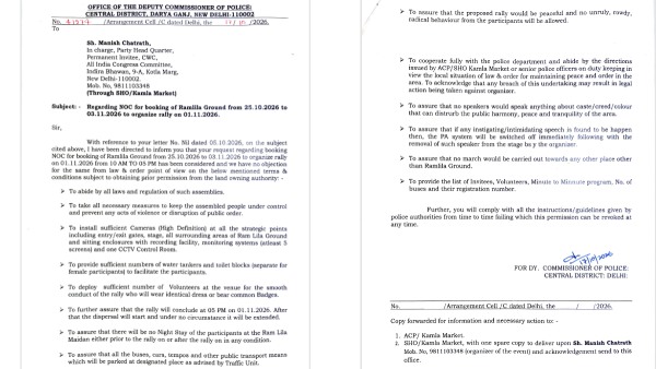 Delhi Police Sets Conditions