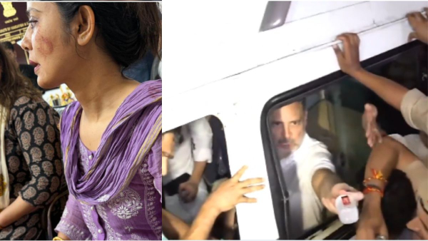 Rahul Gandhi Serves Water To Police Rahul Gandhi Serves Water To Police