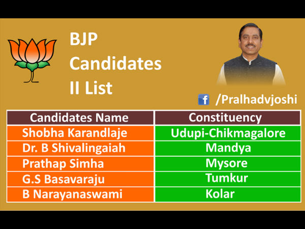 ಘೋಷಣೆಗೊಂಡ ಬಿಜೆಪಿ ಎರಡನೇ ಪಟ್ಟಿ