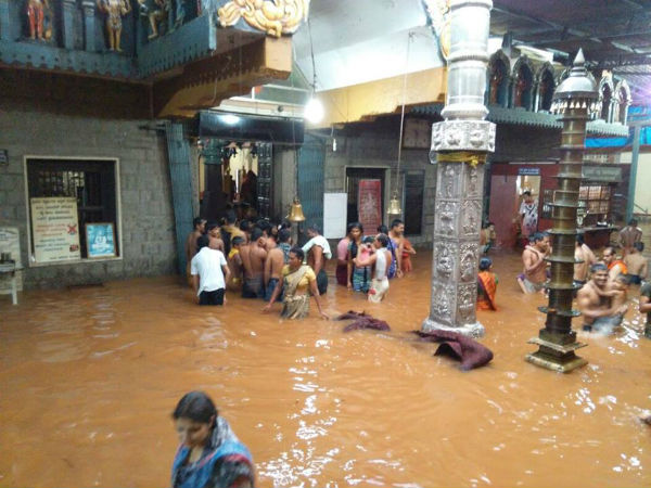 Kubja river flood every year entering into temple garbhagudi and clean idol in Kamalashile Temple, Udupi.
