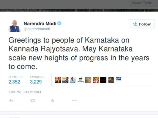 PM Narendra Modi greets Karnataka on state formation day