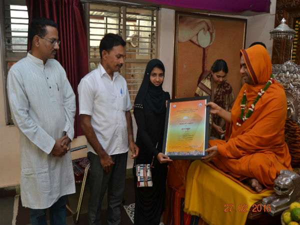 Ramachandrapura Math felicitation to Rithika Goyal and Fathimath Rahil