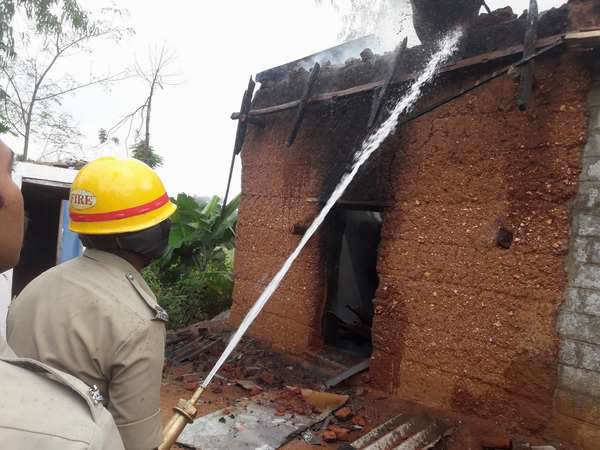 Fire in tobacco barren in Hunsur taluk