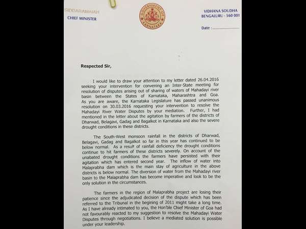 Row over Mahadayi water sharing : Siddaramaiah writes to PM Modi 