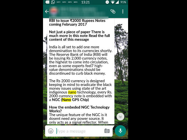 RBI 2000 Rupees Note Features Show No NGC GPS Tracking Chip