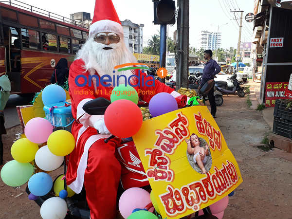 vincent menezes a santa for 17 years in mangaluru travelling about 400kms every year christmas. 