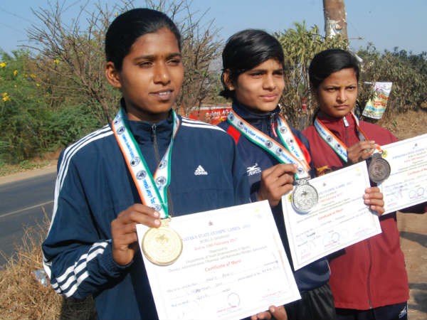 Cycling competition at State level Olympic : Aarti won the gold medal 